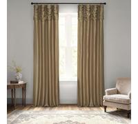HPD HALF PRICE DRAPES Ruched Faux Dupioni Silk Curtains for Living Room 50 X 84 (1 Panel), PDCH-KBS8-84-RU, Flax Gold
