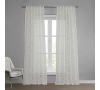 HPD Half Price Drapes SHCH-11745-108 Patterned Faux Linen Sheer Curtain (1 Panel), 50 X 108, Paris Scroll