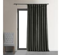 HPD Half Price Drapes Signature Velvet Thermal Blackout Curtains for Living Room 108 Inch Long (1 Panel) Rod Pocket Insulated Blackout Curtains for Bedroom Window Curtains, 100W x 108L, Gunmetal Grey