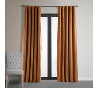 HPD Half Price Drapes Signature Velvet Thermal Blackout Curtains for Living Room 108 Inch Long (1 Panel) Rod Pocket Insulated Blackout Curtains for Bedroom Window Curtains, 50W x 108L, Burnt Pumpkin