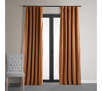 HPD Half Price Drapes Signature Velvet Thermal Blackout Curtains for Living Room 120 Inch Long (1 Panel) Rod Pocket Insulated Blackout Curtains for Bedroom Window Curtains, 50W x 120L, Burnt Pumpkin