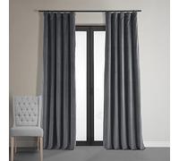 HPD Half Price Drapes Signature Velvet Thermal Blackout Curtains for Living Room 120 Inch Long 1 Panel Rod Pocket Insulated Blackout Curtains for Bedroom Window Curtains, 50Wx120L, Distance Blue Grey