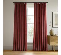 HPD Half Price Drapes Signature Velvet Thermal Blackout Curtains for Living Room 84 Inch Long (1 Panel) Rod Pocket Insulated Blackout Curtains for Bedroom Window Curtains, 50W x 84L, Crimson Rust