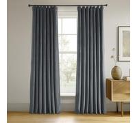 HPD Half Price Drapes Signature Velvet Thermal Blackout Curtains for Living Room 96 Inch Long 1 Panel Rod Pocket Insulated Blackout Curtains for Bedroom Window Curtains, 50W x 96L, Distance Blue Grey