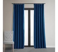 HPD Half Price Drapes Signature Velvet Thermal Blackout Curtains for Living Room 96 Inch Long (1 Panel) Rod Pocket Insulated Blackout Curtains for Bedroom Window Curtains, 50W x 96L, Union Blue