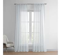 HPD Half Price Drapes Solid Sheer Curtains for Living Room Linen Texture 50 X 120 (1 Panel), SHCH-SS07161-120, Aspen White, Polyester Blend, 50" W x 120" L (Pack of 1)
