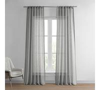 HPD Half Price Drapes Solid Sheer Curtains for Living Room Linen Texture 50 X 96 (1 Panel), SHCH-SS07163-96, Paris Grey, Polyester Blend, 50" W x 96" L (Pack of 1)