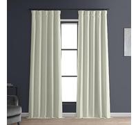 HPD Half Price Drapes Solid Thermal Insulated Blackout Curtains for Bedroom 96 Inches Long Curtain (1 Panel) Signature Blackout Linen Window Curtains for Living Room, 50W x 96L, Excursion Ivory