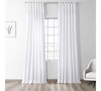 HPD Half Price Drapes Solid Tie Top Cotton Curtains 108 Inches Long (1 Panel) Luxury Light Filtering Curtains for Living Room, Modern Semi Sheer Curtain for Bedroom, 50W X 108L, Whisper White