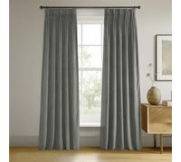 HPD Half Price Drapes Velvet Blackout Curtains/Drapes - 96 Inches Long 1 Panel Blackout Curtain Signature Pleated for Living Room & Bedroom - 25W X 96L, Silver Grey