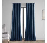HPD Half Price Drapes Vintage Blackout Curtains for Bedroom - 84 Inches Long Thermal Cross Linen Weave Full Light Blocking 1 Panel Blackout Curtain, (50W x 84L), Indigo