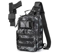 HPDF Tactical Sling Backpack Military Crossbody Bag Pack for Mens One Shoulder Holster Sling Bag 10L, Digital Blackcamo, Tactical