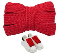 Hperu 1 Pair Shoe Laces, 0.79" Wide Shoe Laces for Sneakers, Polyester Thick Shoe Laces, Red Shoe Strings for All Shoe Types