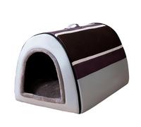 Hperu 2 in 1 Indoor Dog House, Removable Dog Bed Washable Cozy Cave, Foldable Non-slip Warm Tent Bed for Pets under 5kg - Cave