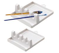 Hperu 2-Pcs Plastic Paint Brush Rest with 4 Slots, Chinese Pen Holder Brush Drying Rack, Organizer Display Stand for Artists, Painters, Students