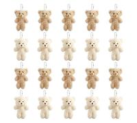 Hperu 20 Pcs Stuffed Animal Keychain Cute Blush Teddy Bear Plush Keychain Small Teddy Bear Ornaments Soft Tiny Bulk for Birthday Valentine's Day Party Favor DIY Crafts