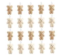 Hperu 20PCS Small Teddy Bear Keychain, Cute Blush Plush Stuffed Animal Ornaments, Soft Tiny Bear Keychain Bulk for Party Favors