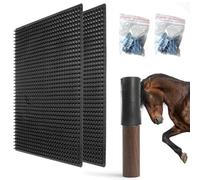 Hperu 2Pcs Horse Scratching Post Mat 14x12 inch Soft Plastic Livestock Scratching Brush for Small Farm Animal Goat Sheep Cow, Horse Post