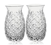 Hperu 2pcs Pineapple Glasses Set, 16 Oz Cocktail Glasses Set Clear Pineapple Cups Embossed Yellow Drinking Glasses For Wine, Whiskey, Dishwasher Safe