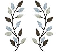Hperu 2Pcs Wall Decor Metal Tree Leaf, Entryway Wall Decor Modern Style Vine Olive Branch Leaf Art for Living Room Hallway Outdoor Decoration