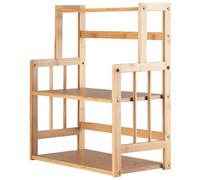 Hperu 3-Tier Bamboo Spice Shelf 15x7.5x16.5 Inch Adjustable Kitchen Countertop Organizer for Dining Room Easy Installation, Kitchen Counter Shelf