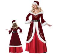 Hperu 3Pcs/Set Mrs Claus Costume for Adult Women, Christmas Dress with Hat, Belt, and Skirt for xmas Party and Cosplay, Medium Size Holiday Outfit