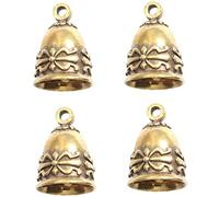 Hperu 4 Pcs Antique Vintage Jingle Brass Hanging Bells - Small Crafts Ornaments for Home Decor, Keychain & Christmas Tree Pendants - Christmas Bells