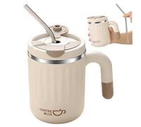 Hperu 480Ml Insulated Coffee Mug - Stainless Steel Mug with Lid, Straw & Handle, Anti-Scald Leakproof for Home, Office