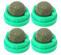 Hperu 4Pcs Catnip Ball, Adorable Rotatable Safe Healthy Kitten Chew Teeth Cleaning Toy for Wall Floor Stool Legs