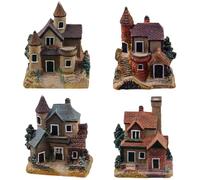 Hperu 4pcs Miniature Houses, Random Style Resin Fairy Garden Village Crafts for Home Decor, 2x2 inch, Multicolor