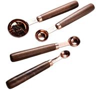 Hperu 4Pcs Stainless Steel Measuring Spoons, Copper Measuring Spoons Set, 1 Tbsp, 1 Tsp, 1/2 Tsp, and 1/4 Tsp Stackable Spoons with Wood Handles for Kitchen