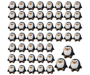 Hperu 50Pcs 0.4 Inch Mini Penguins, Adorable Cartoon Resin Animals Figurines for Micro Landscape Dollhouse