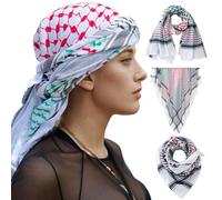 Hperu 54x54 Inch Palestinian Scarf Sunproof Breathable Shemagh Checkered Print Keffiyeh Desert Middle East Head Scarf for Men Women