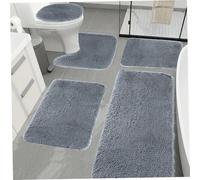 Hperu 5pcs Bathroom Mat Set Soft Longhair Water Absorption Non-Slip Rugs with Toilet Cover Thick Machine Washable for Bathroom Floor, 5 Piece Rug Set