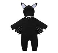 Hperu Baby Batwing Sleeve Halloween Costume 2Piece Set with Hat for Infant 12-18 Months, Black Cosplay Outfit Baby Halloween Outfits