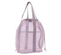 Hperu Beach Mesh Bag, Kids Beach Bag Tote with Drawstring Foldable, Toy with 2 Front Pockets Swim Pool Mesh Bags for Toys Towel Flip Flops, Light Purple