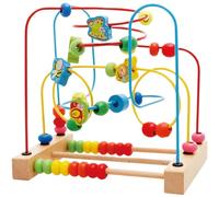 Hperu Bead Maze, Wooden Bead Maze with Colorful Animals Shapes and Roller Coaster Circles, Educational Counting Learning Toy for Toddlers 1-3