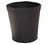 Hperu Black Basket Trash Can Woven Trash Can 7x10 Small Small Woven Basket Trash Can Natural Straw Round Desktop Trash Can Household Waste Paper Basket for Home,Desktop Trash Can
