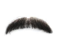 Hperu Black Fake Mustache, Human Hair Mustache, Realistic Fake Beard Sparrow Fake Goatee Beard, Stick On Moustache Invisible For Halloween Cosplay Costume Party 3.15