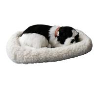 Hperu Breathing Stuffed Animal, Realistic Breathing Plush Sleeping Dogs On Pad Interactive Dog Battery Operation Realistic Puppy for Kids Children, White