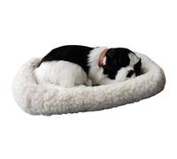 Hperu Breathing Stuffed Animal Sleeping Dogs On Pad, Realistic Breathing Dog Interactive Plush Battery Operated Realistic Puppy for Kids Children White