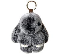Hperu Bunny Keychain Black Soft Rabbit Doll Fluffy with Metal Buckle Cute Bag Charm Kawaii Stuffed Animal for Handbags Backpacks Cell Phones Cars - Bunny Keychain Fluffy
