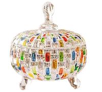 Hperu Candy Jars with Lids, Colorful Glass Candy Bowl, 24oz/685ml, 17.6x15 cm, Multipurpose Storage, Office Desk, Home Decor