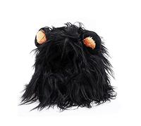 Hperu Cat Halloween Costumes, Mane Wig For Cat Costume, Cat Mane Wig With Ears,Dog Costume,Halloween Costumes For Cats,Dogs, Funny Pet Kitten Halloween Costume, Black, M
