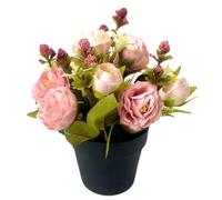 Hperu Cemetery Flowers, Artificial Flowers for Graves 6x7 Inch Artificial Roses Grave Flowers In Pots Silk Cemetery Flowers for Cemetery Funeral Memorial Grave Decorations Rose