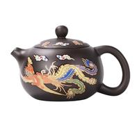 Hperu Ceramic Teapot Dragon and Phoenix Chinese Teapot Color Changing Kung Fu Tea Pot with Handle and Infuser 250ml Traditional Teapot Tea Gift, Foam Package Ceramic Teapot
