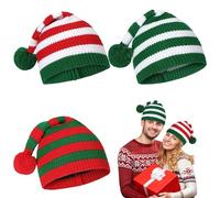 Hperu Christmas Hat 3Pcs Santa Hat Winter Knitted Soft Unisex xmas Skull Cap for Adult Ski Costume Party- Christmas Party Hats