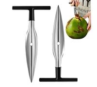 Hperu Coconut Opener Tool 2pcs Coconut Opener Stainless Steel Coconut Opener Tool, 6.4x3.2 Coconut Tool Easy To Use Coconut Tool For Young Thai Green Fresh Coconut Water,Coconut Opener Tool Set