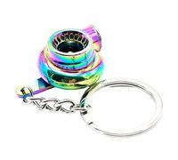 Hperu cool keychains Creative Auto Parts Models Spinning Turbo Turbocharger Keychain Key Chain Ring-Rainbow