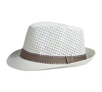 Hperu Cuban Straw Fedora Hat for Men - Breathable Structured with Sweat-Absorbing Liner, Rustic Packable, Khaki